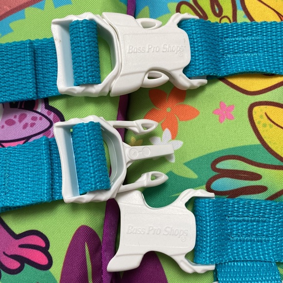 🎉3X HP🎉 Bass Pro Shops Child Deluxe Character Vest 💗 Aqua Purple & Green - Picture 6 of 11